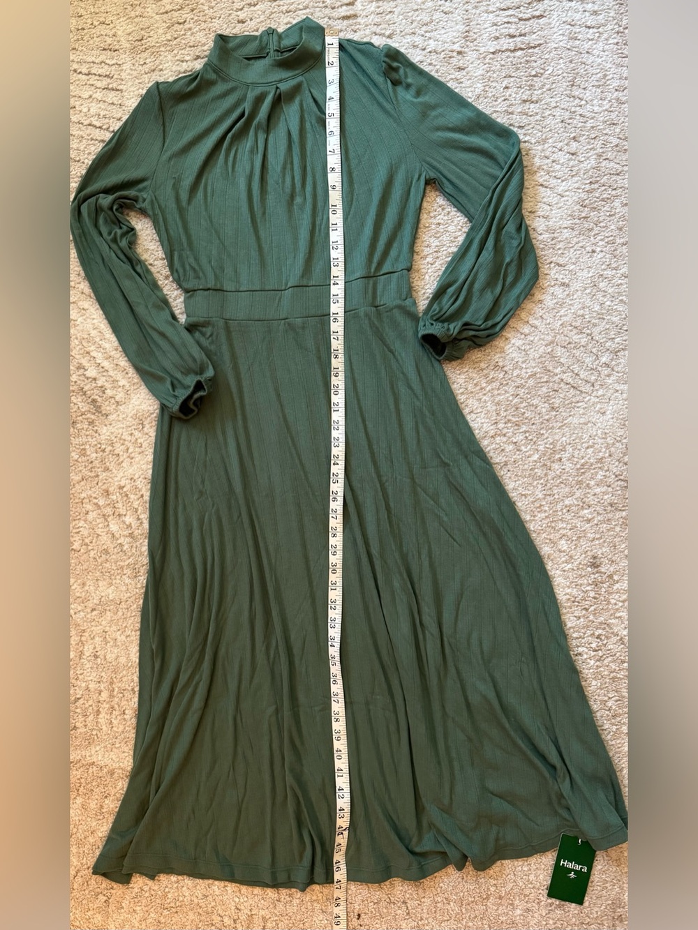 Halara long-sleeve mock neck maxi dress in Forrest Green. Size S - NWT - Picture 2 of 5
